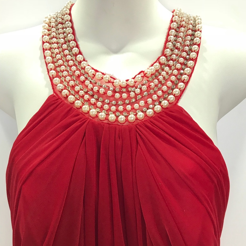 Red long Prom/Bridesmaid Dress Halter top Small